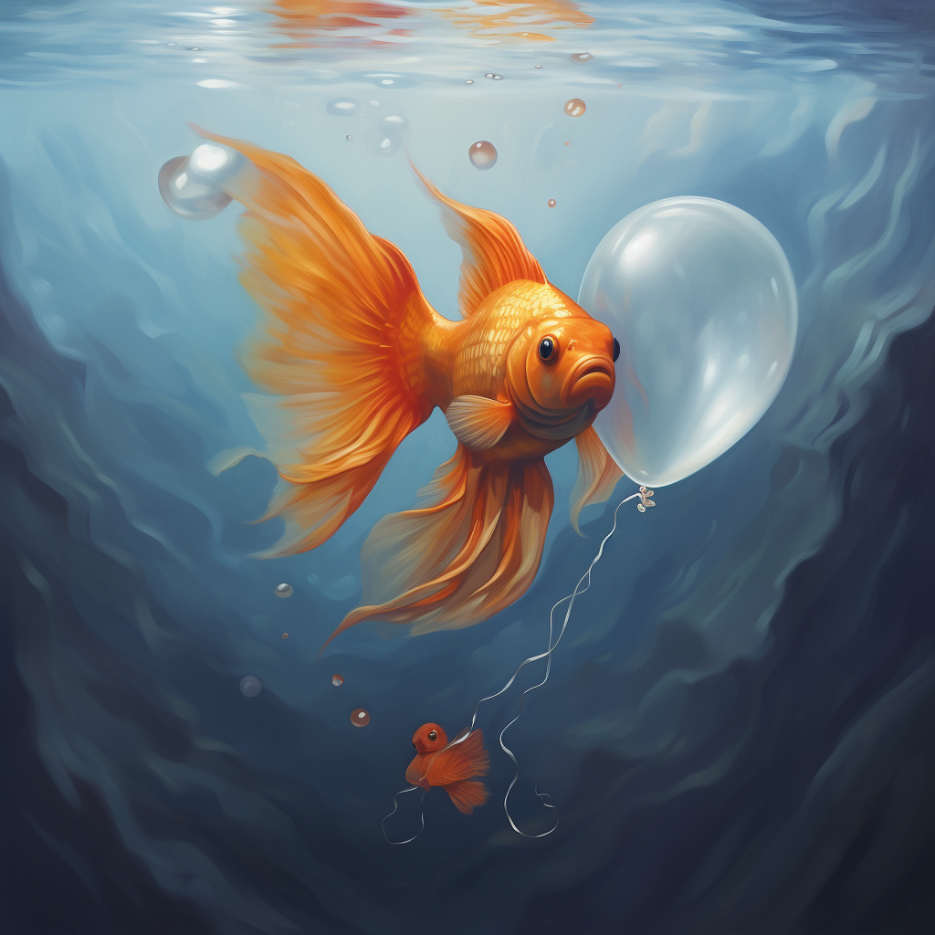 Goldfish in Heart Shaped Balloon