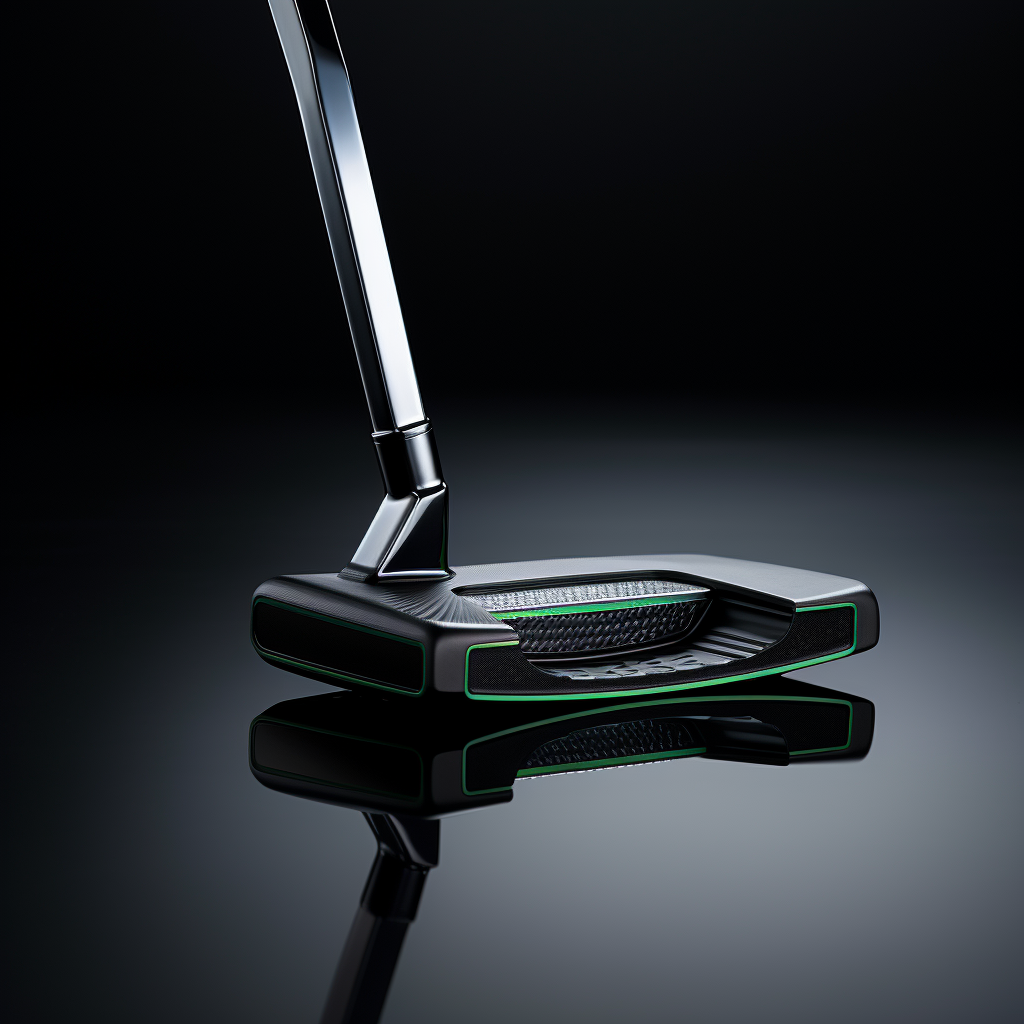 Stylish golf putter on a dark background