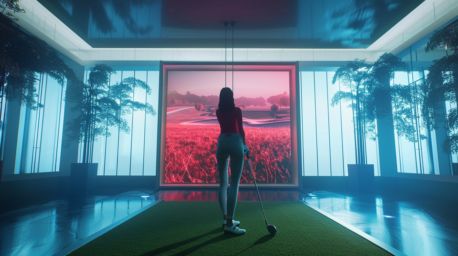 Female Golfer in Virtual Golf Course