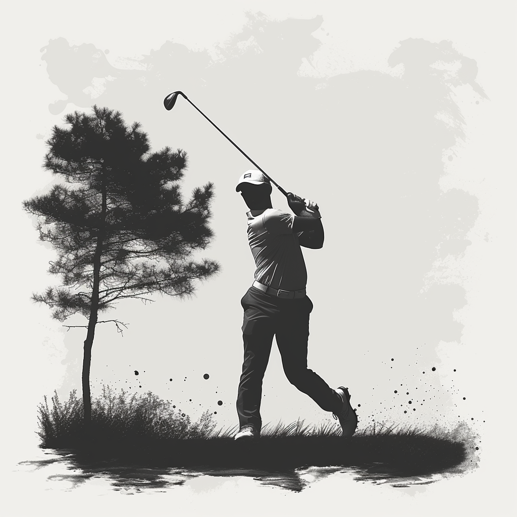 Golf Swing Silhouette White Background