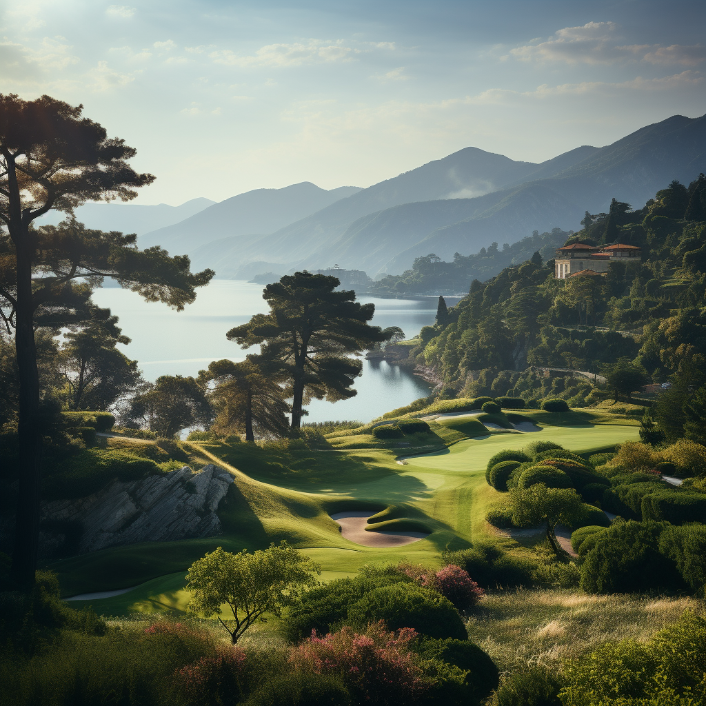 Golf Course Overlooking Lake Como in Shinnecock Hills Style