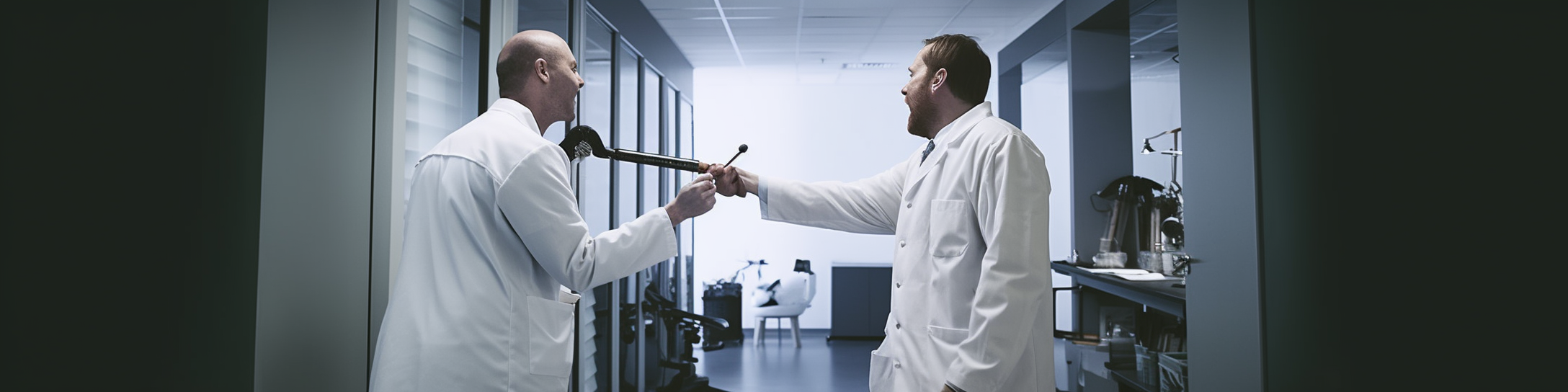 Man in Golf Clothes Arguing with Scientist