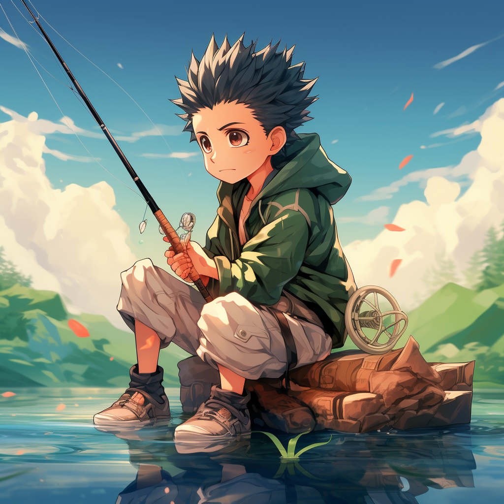 Gon fishing with his trusty rod