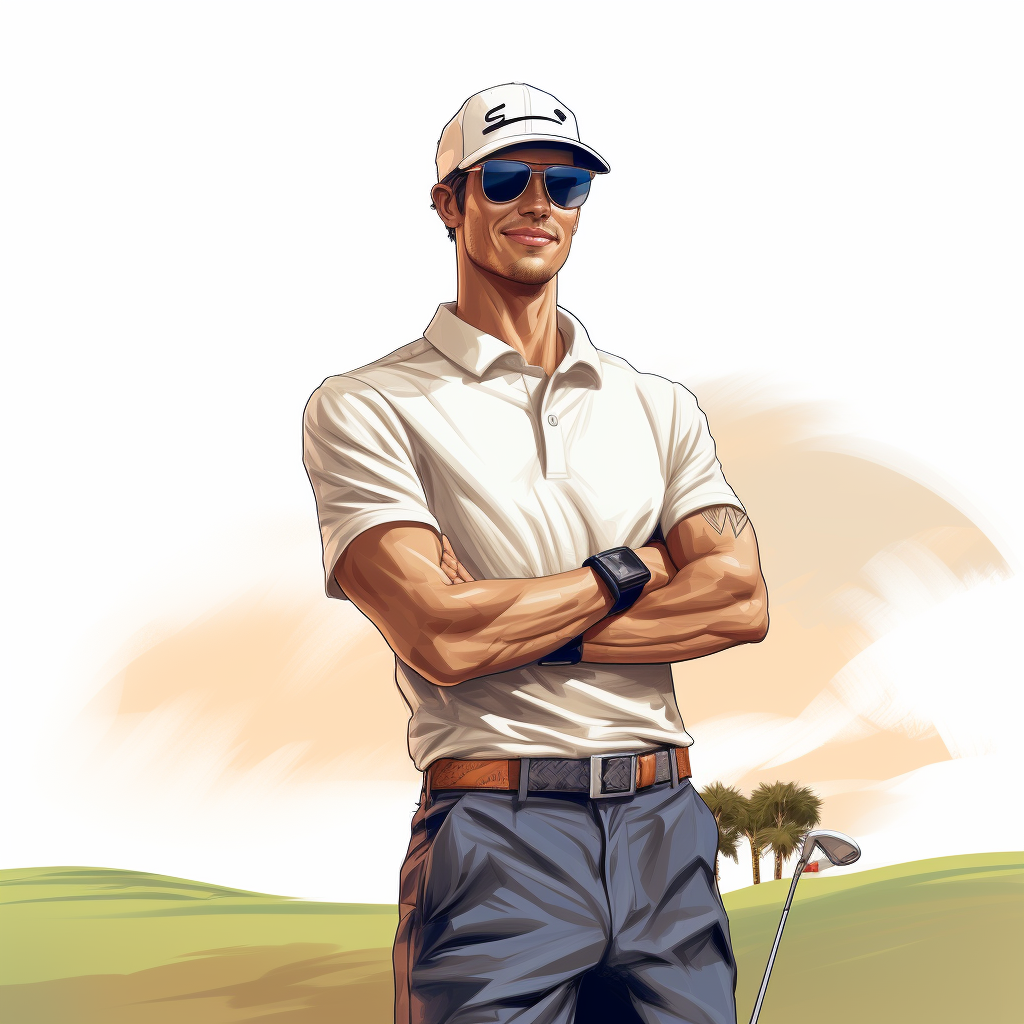 Stylish golfer with belt and sunglasses