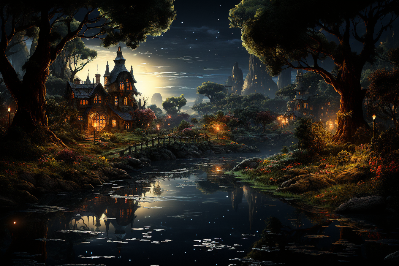 Nighttime Faery Landscape Art