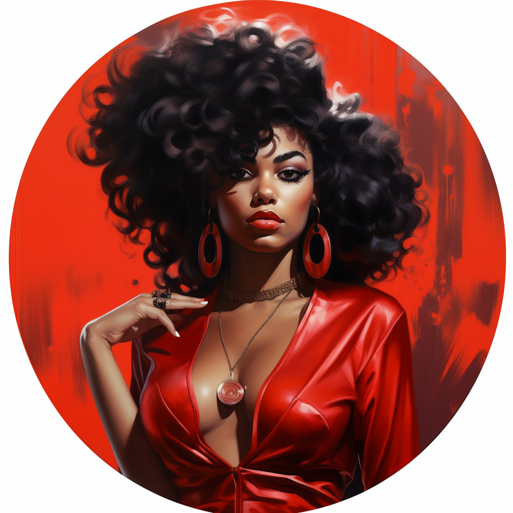 African American woman in red pin and white artistic pose