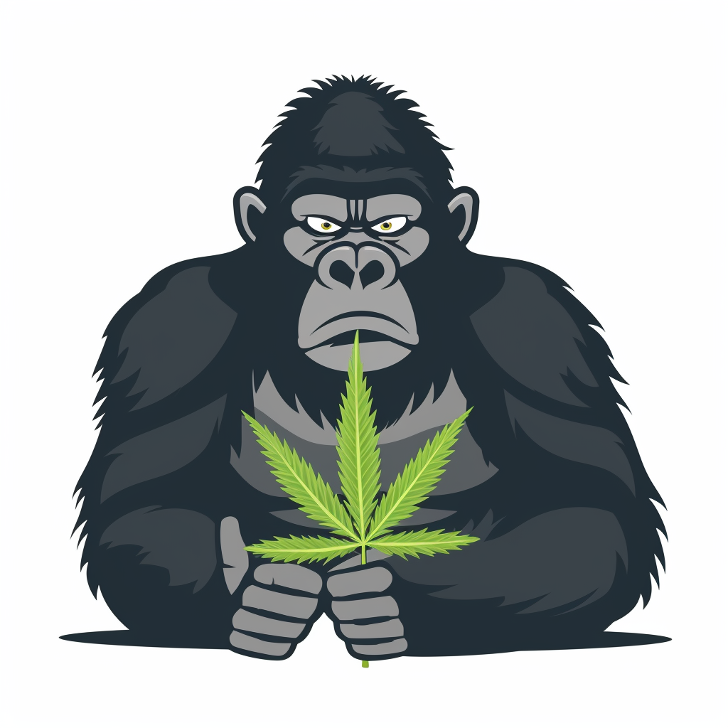 Gorilla with Cannabis Leaf Vector