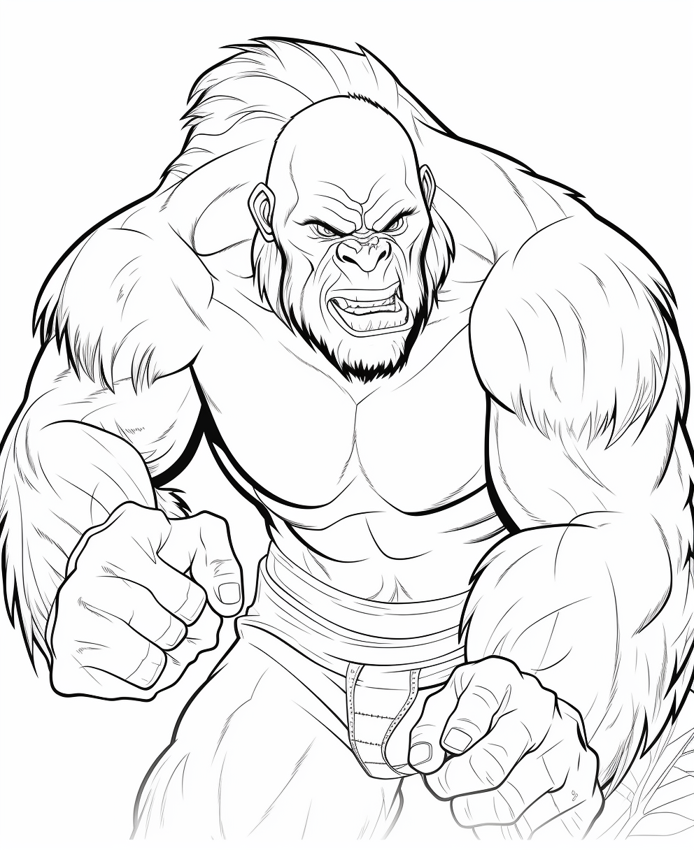 Cute Gorilla Cartoon Coloring Page