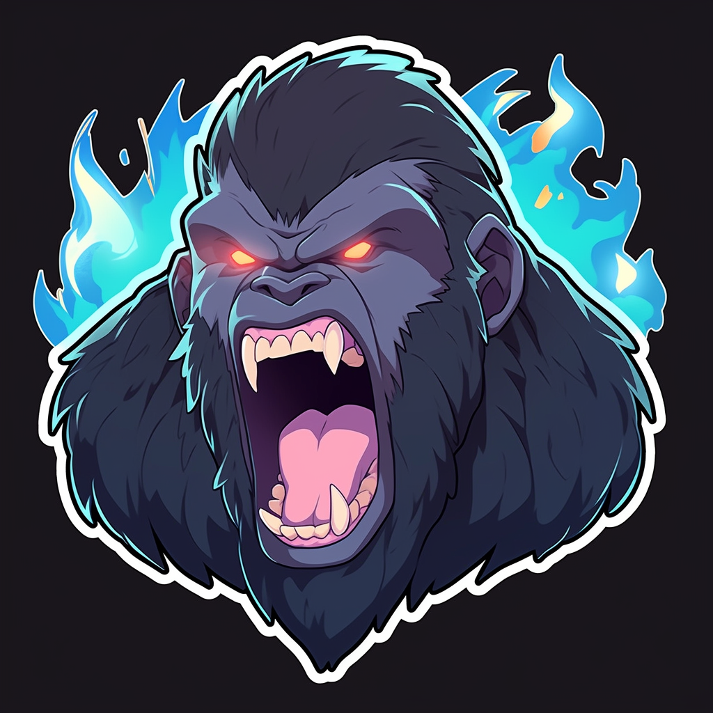 Illustration of a furious gorilla infused with geode