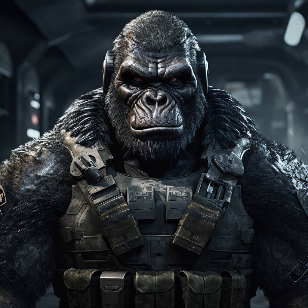 Image of a powerful gorilla hybrid soldier