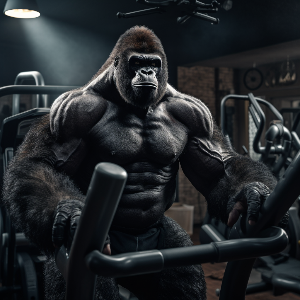 Gorilla Teenager Gym Sport Realistic 8K