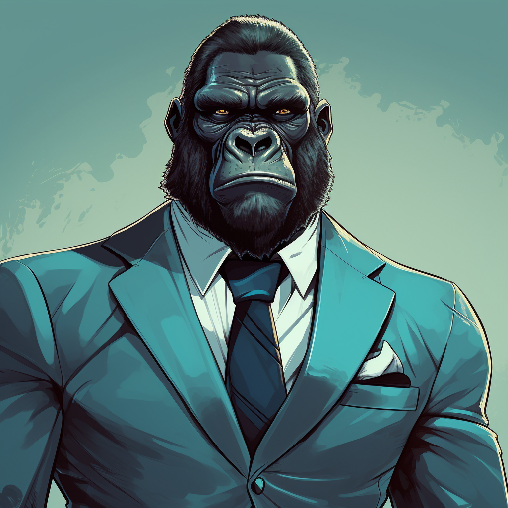 Gorilla wearing a stylish suit