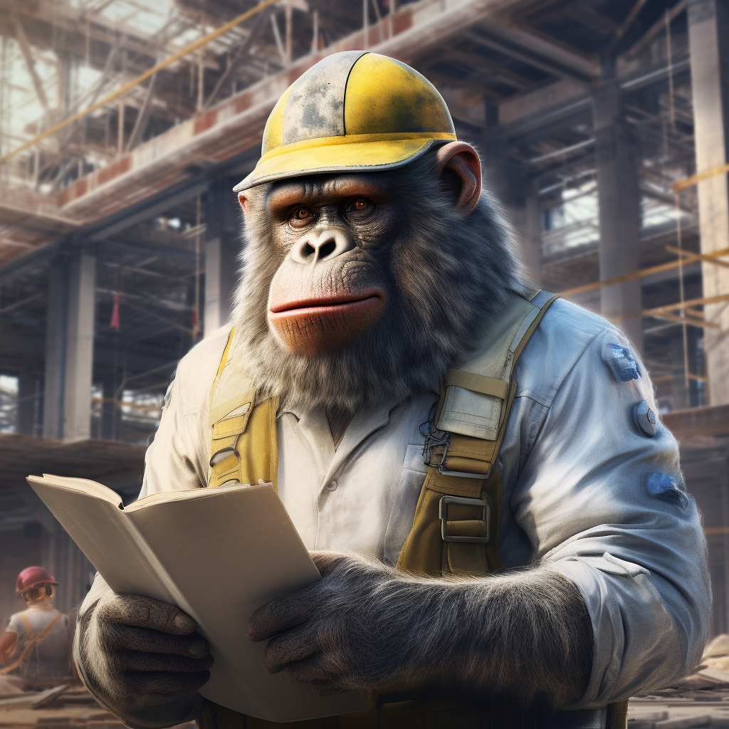 Gorilla Engineer at Construction Site Drawing