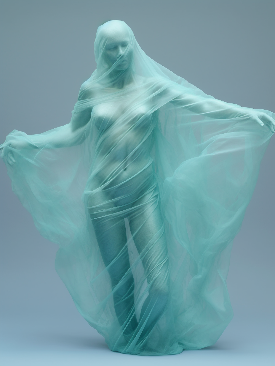 Semi-transparent figure made of gossamer sheets