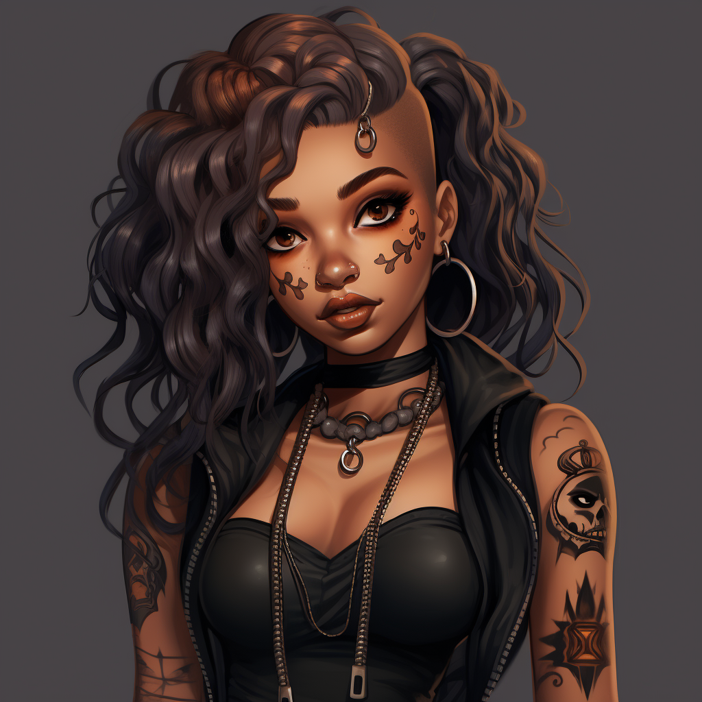 Alternative Fashion: Goth Black Teen Girl with Tattoos