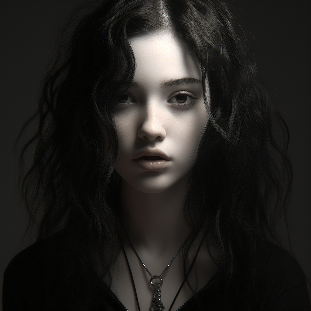 Beautiful goth girl portrait in black and white