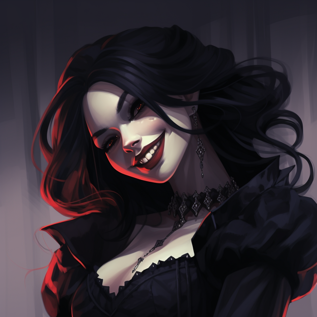 Goth Vampire in Fancy Dress Smiling