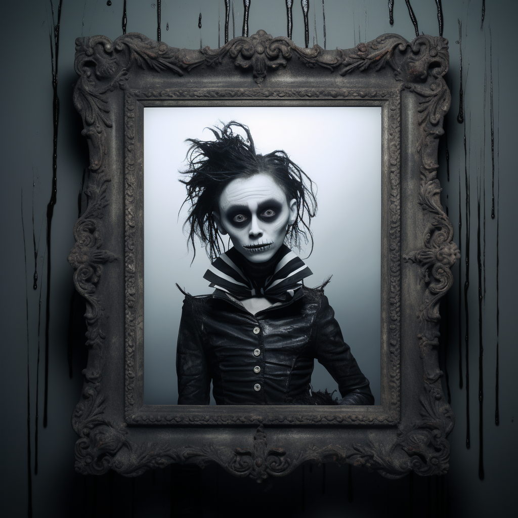 Goth Tim Burton-inspired character frame