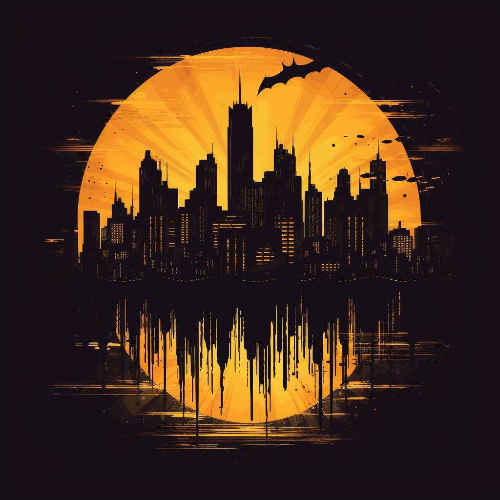 Flat Stylized Gotham City Skyline