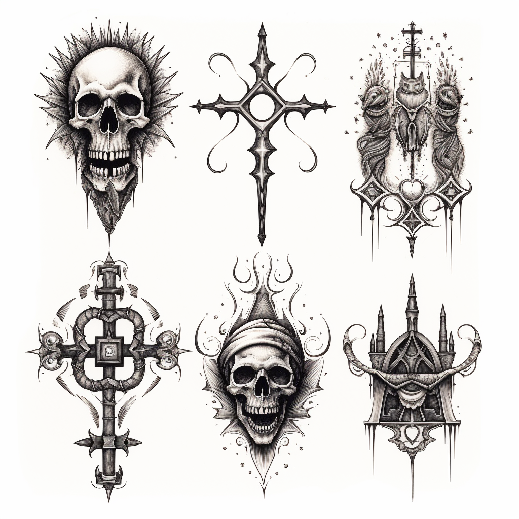 A stunning gothic black metal design tattoo