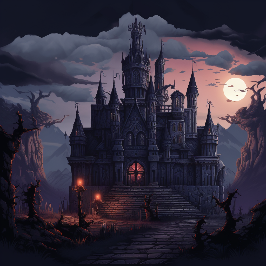 Dark and Mysterious Gothic Castle for Platform Game