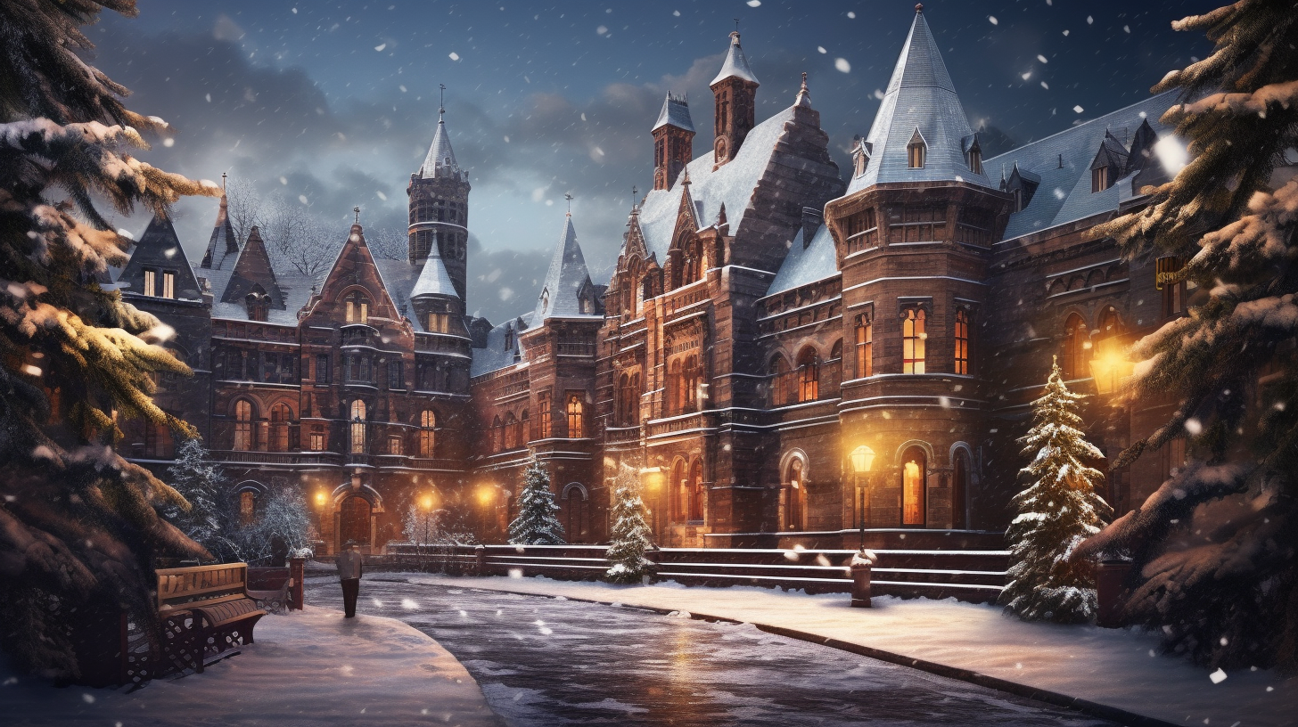 Gothic Castle in Winter: Snow-lit Fantasy