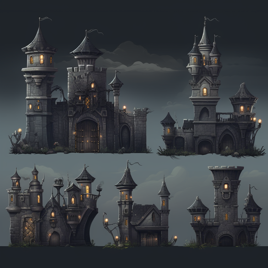 Dark gothic castle in pixel art