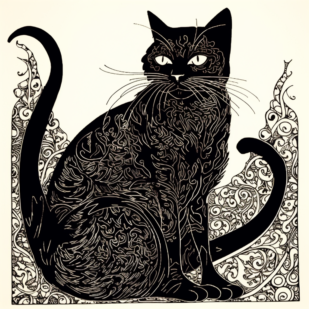 Stylish gothic cat illustration