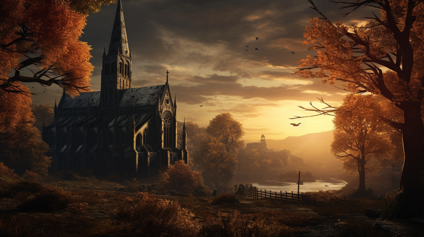 Majestic Gothic Church during Autumn