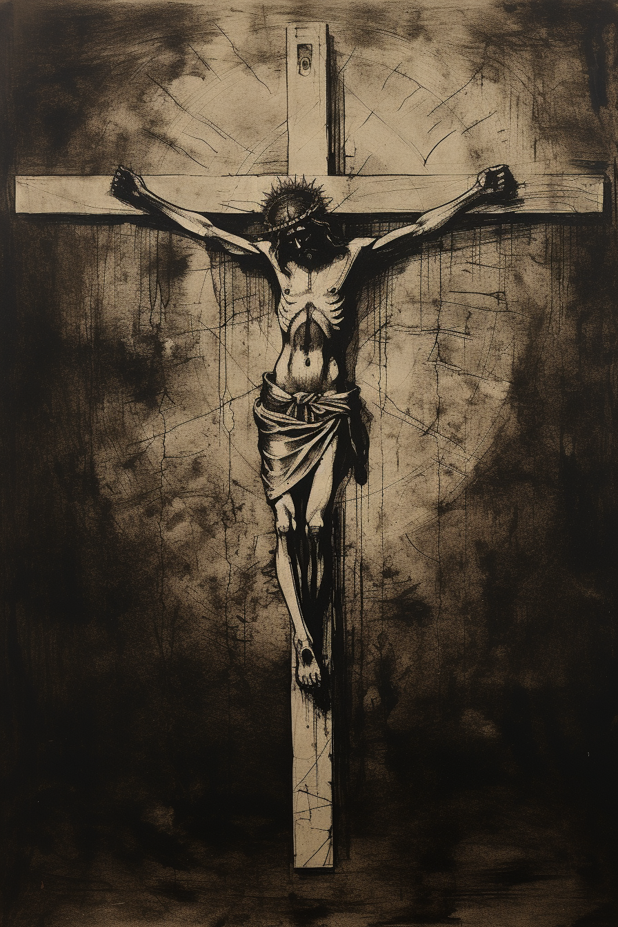 Beautiful gothic crucifix etching