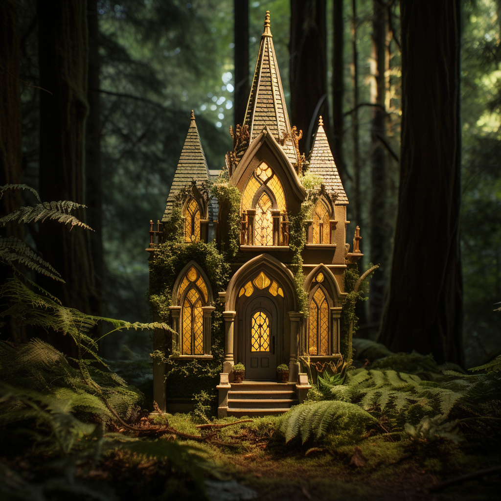 12th Scale Gothic Dollhouse in Enchanting Forest