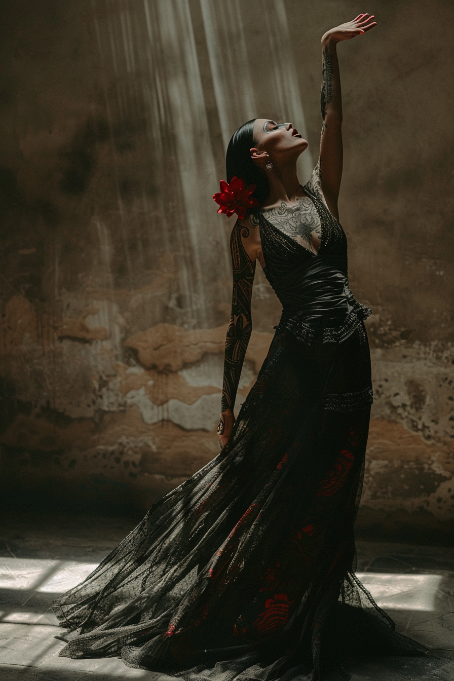 Flamenco dancer in gothic attire