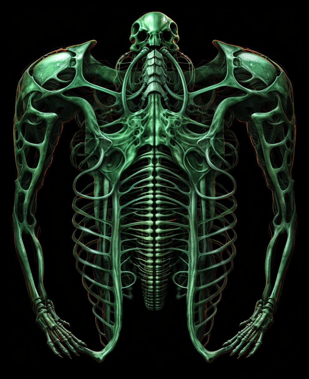 Gothic green weirdcore skeleton ribs