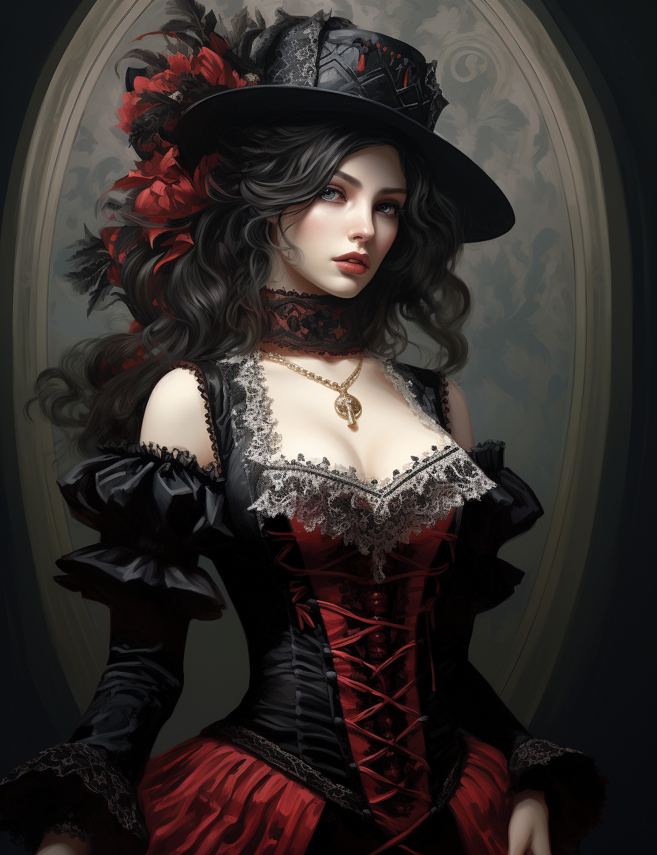 Gothic Halloween Beauties in Victorian Lace Corsets