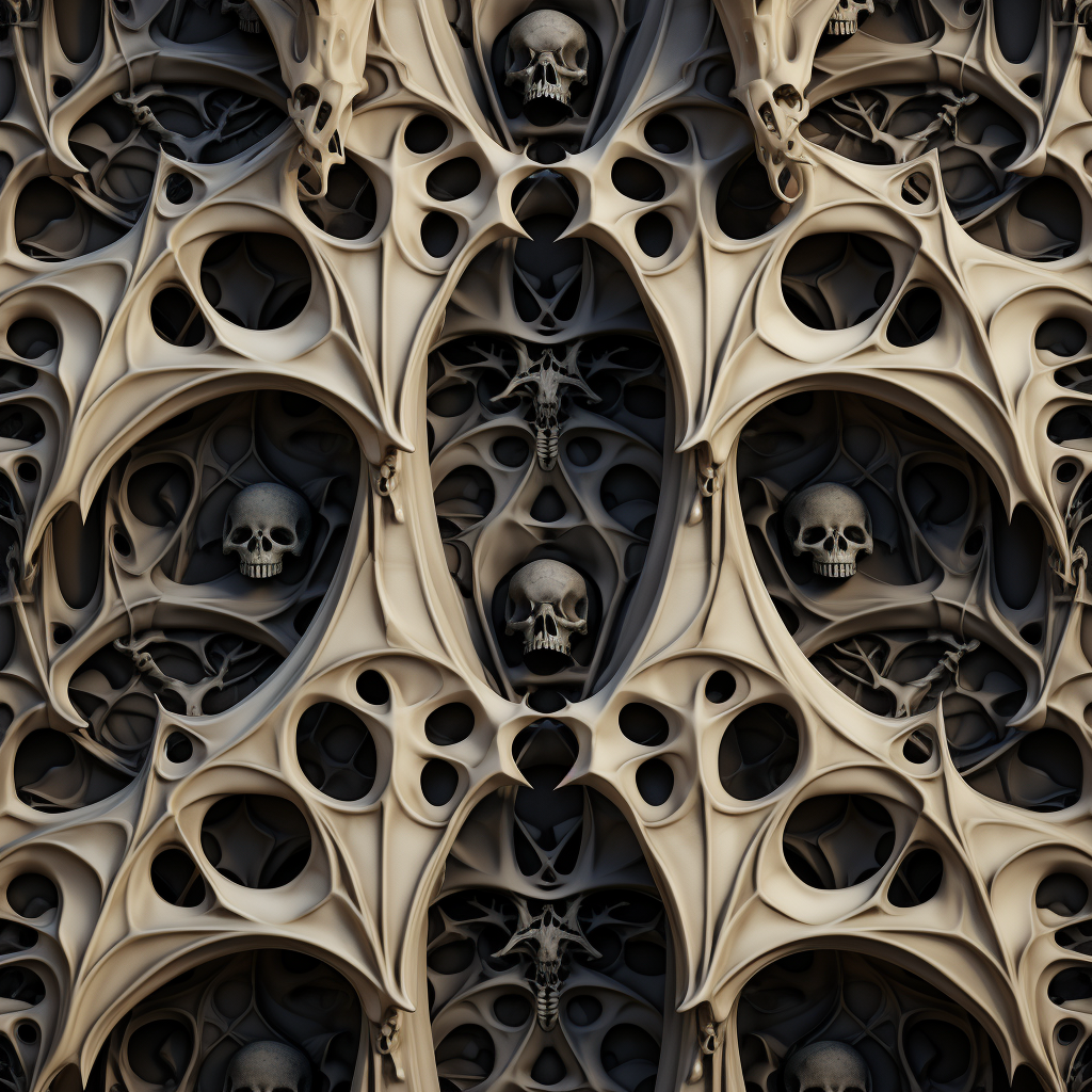 Gothic organic seamless texture with bones