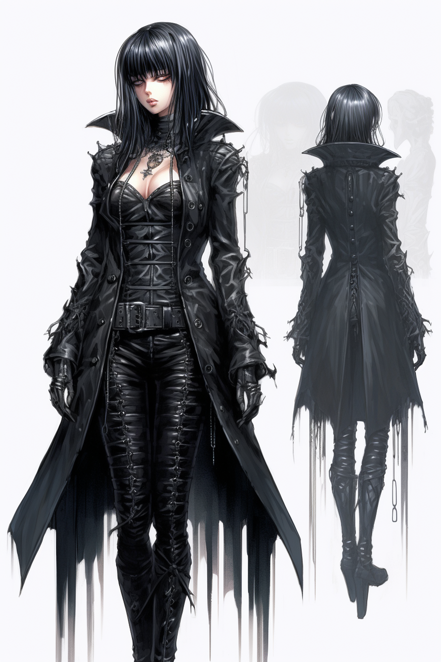 Fashion illustration of gothic punk woman