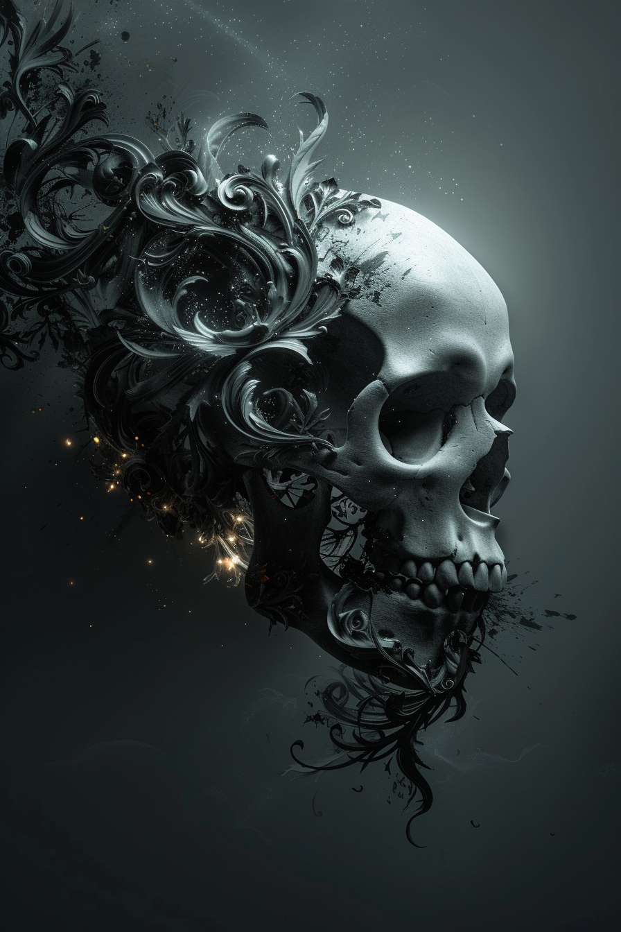 Gothic Skull with Ornaments