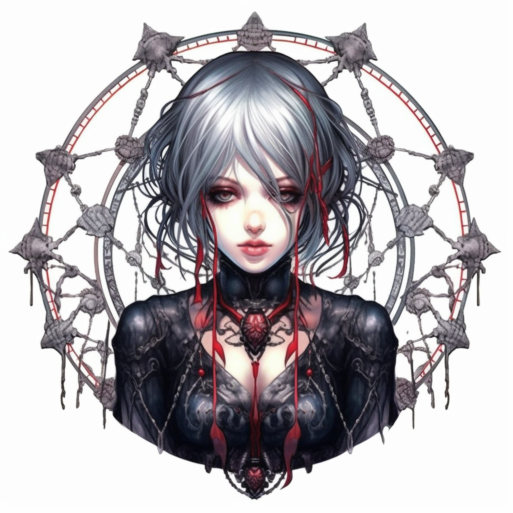 Cute Gothic Spider Girl with Ornate Frame