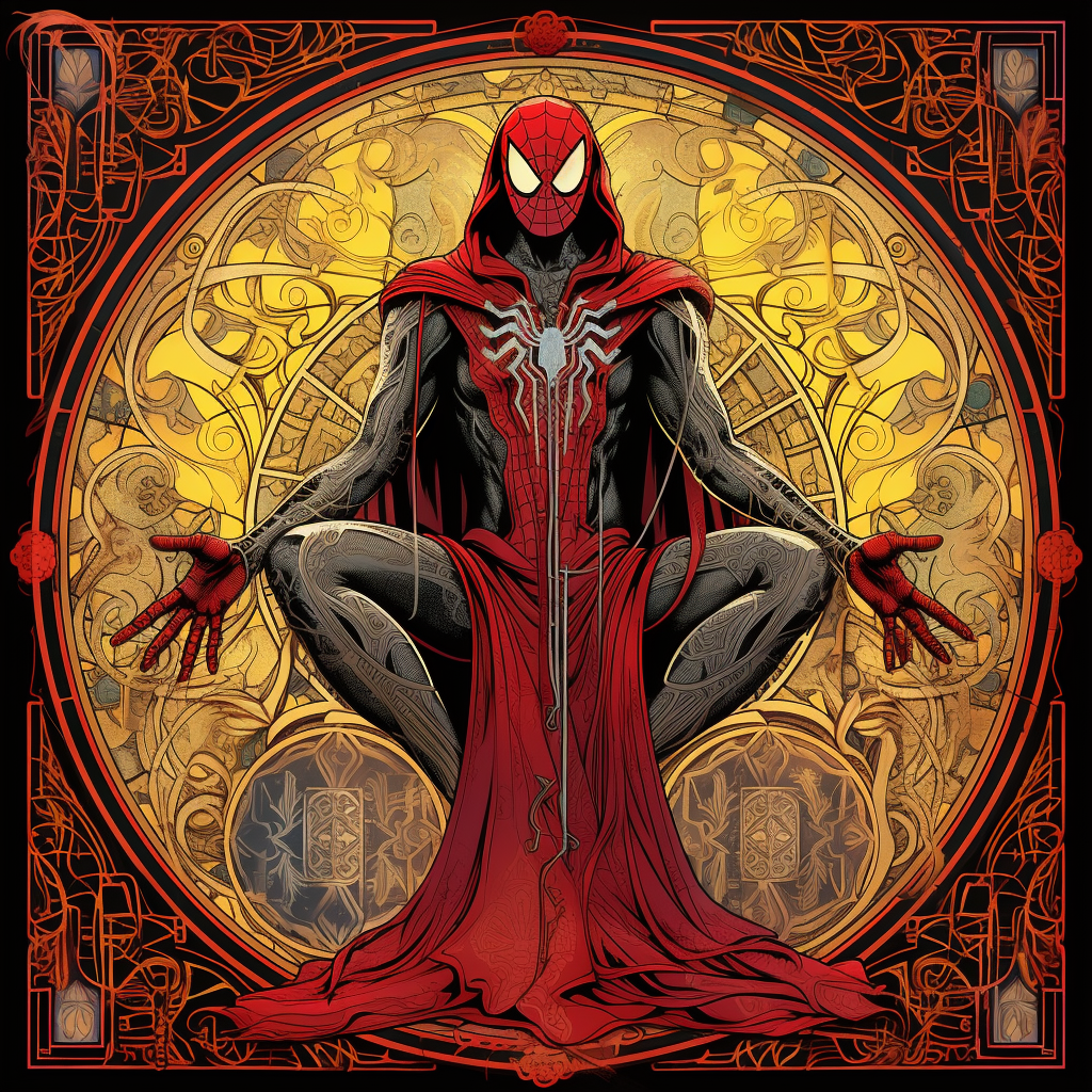 Gothic Spiderman in Art Nouveau Style