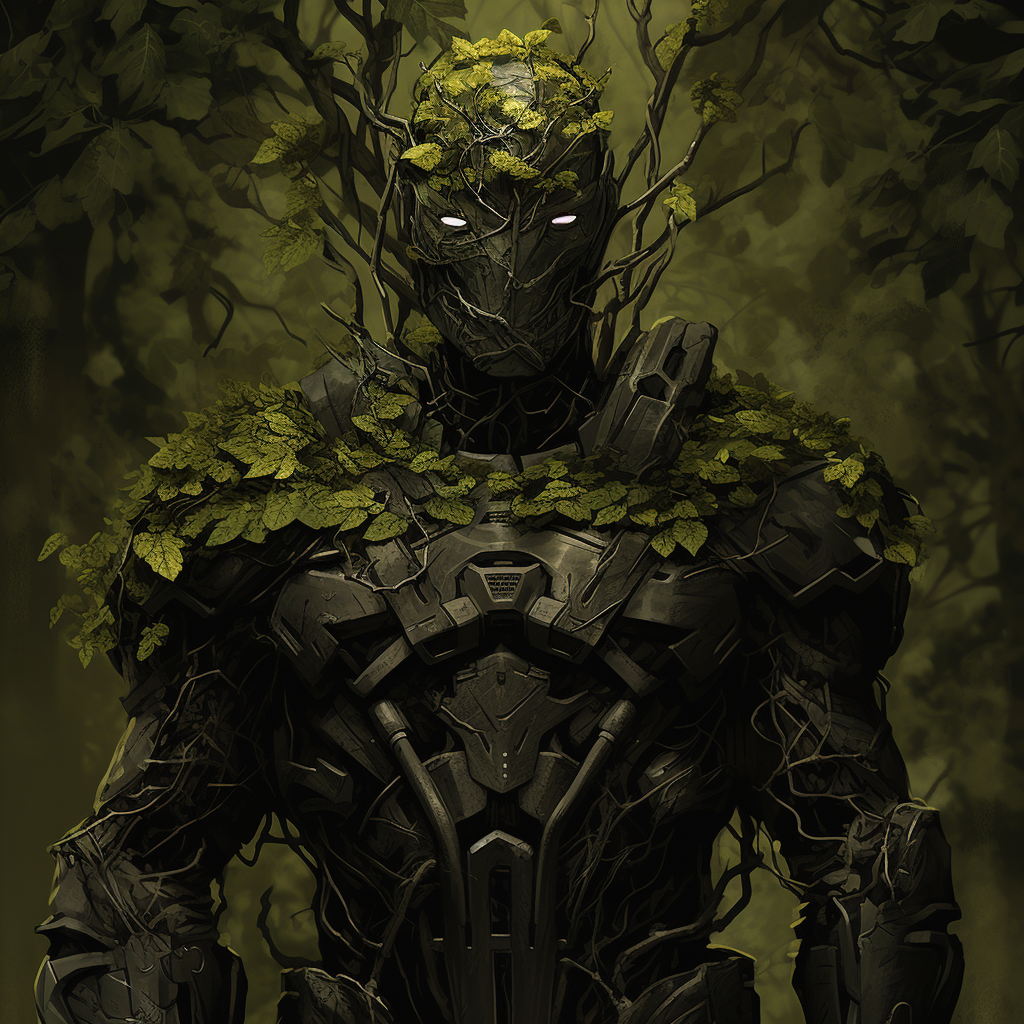 Gothic tree soldier with leaf helmet