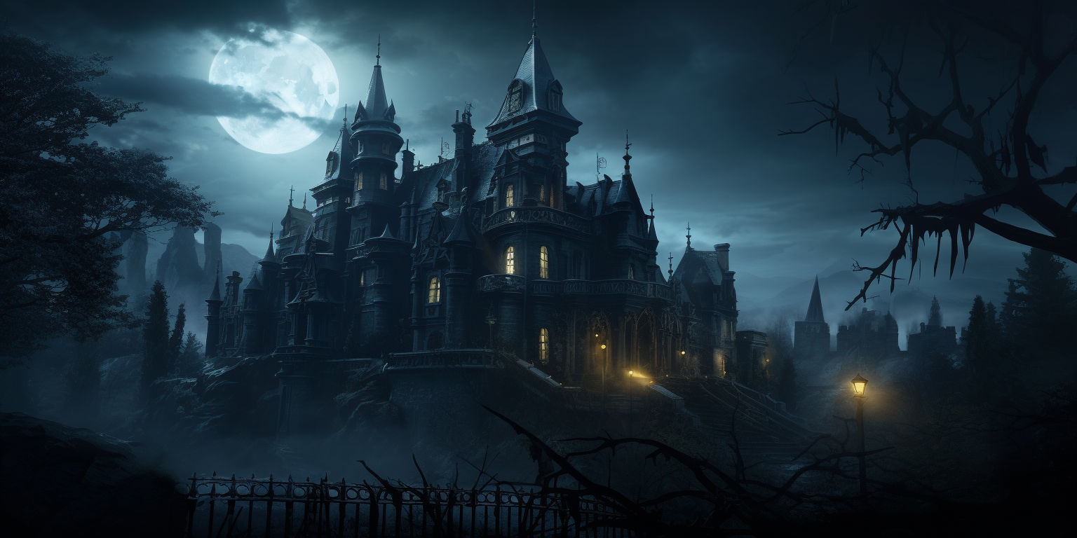 Gothic vampire manor castle in dark fantasy setting