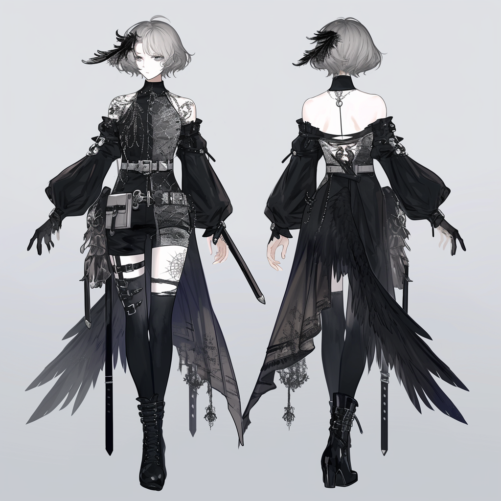 Gothic outfit with wing and tail slots