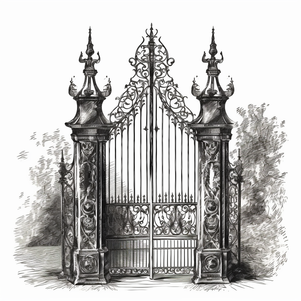 Gothic Wrought Iron Gate Clipart