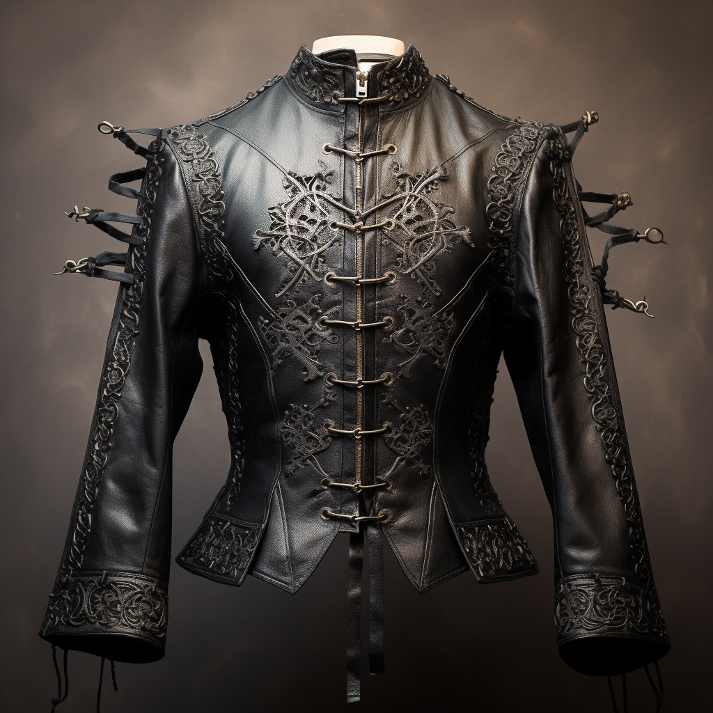 Stylish leather jacket with gothic crosses