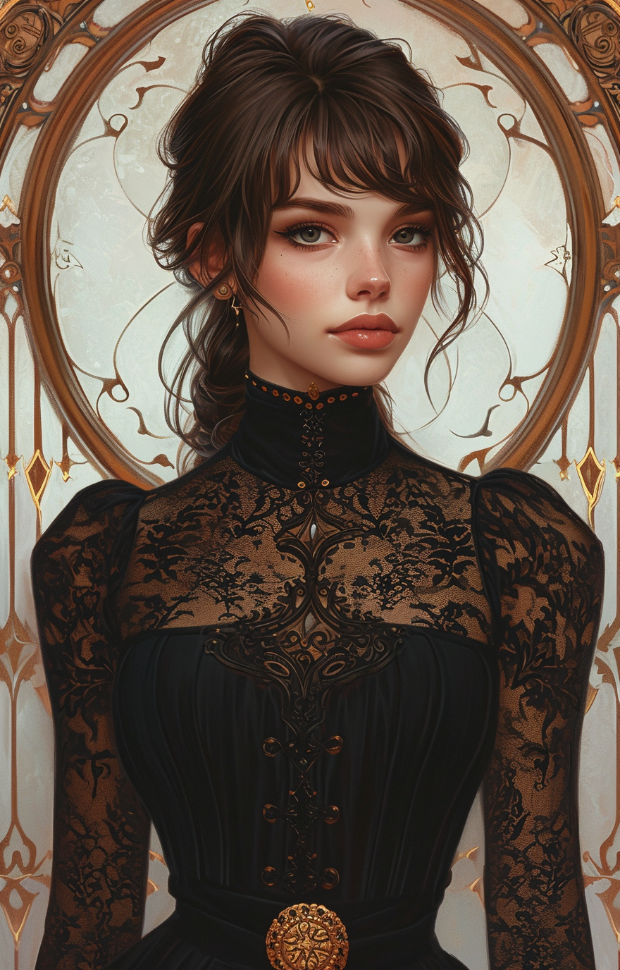 Gothic female villain portrait details