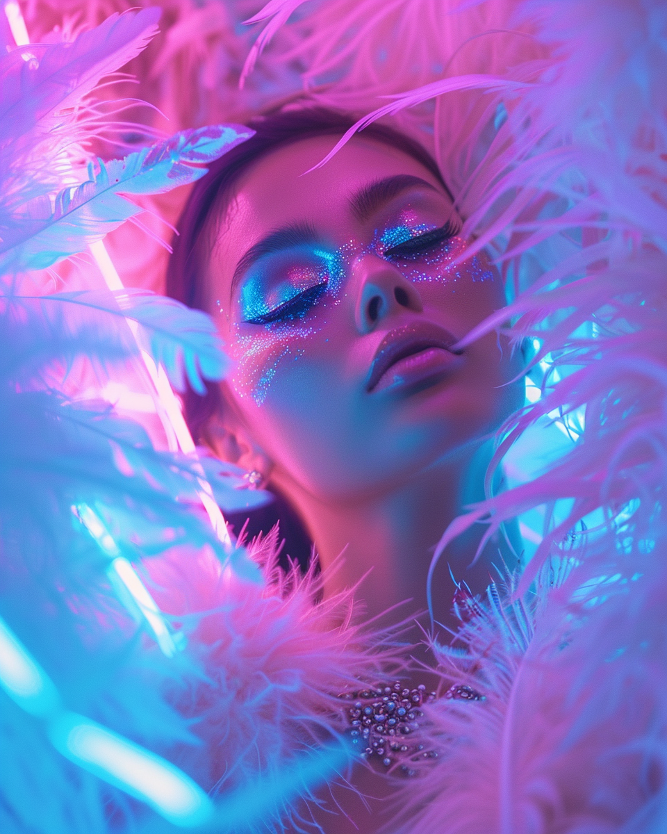 Gothic model in neon light