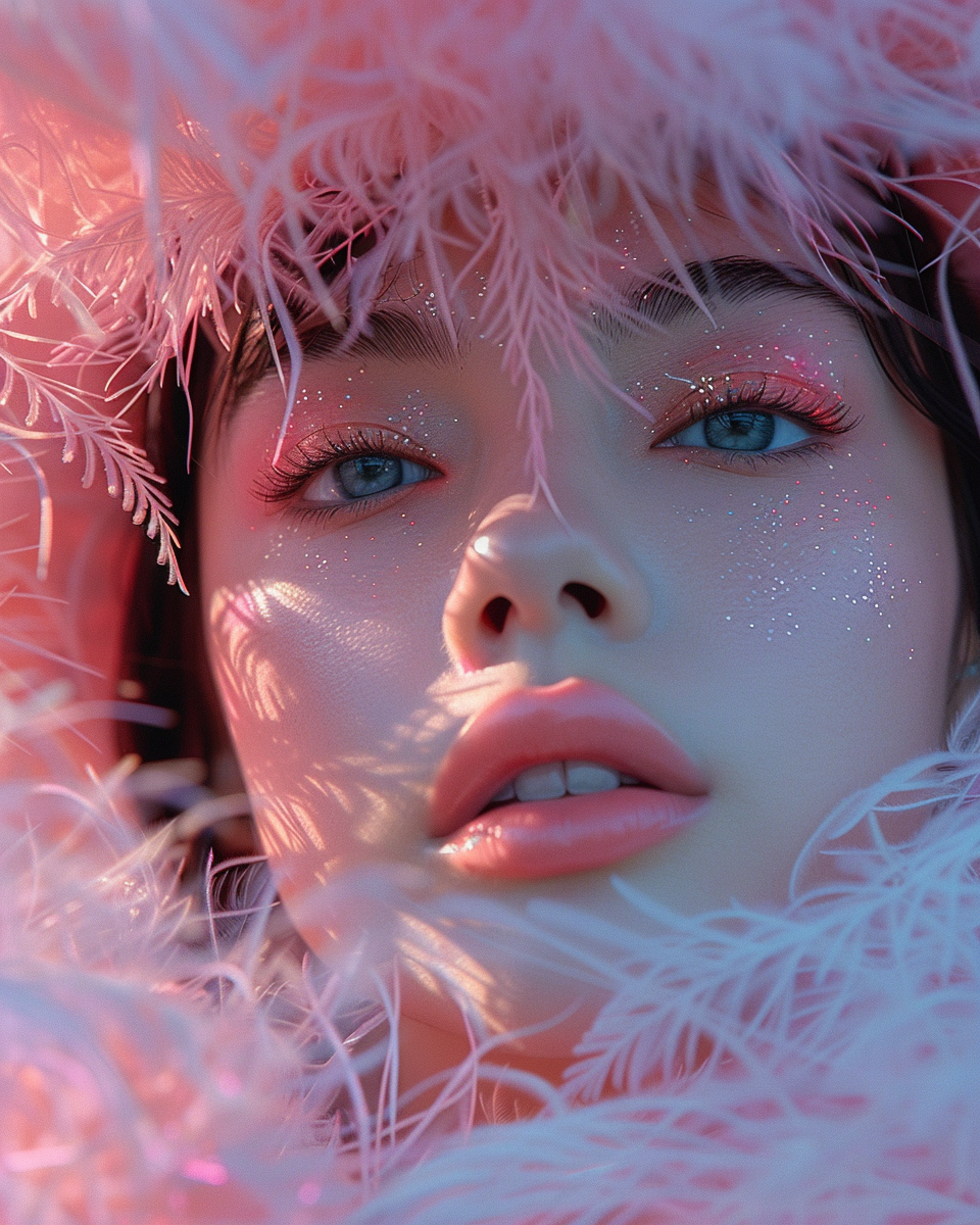 Gothic model with feathers posing