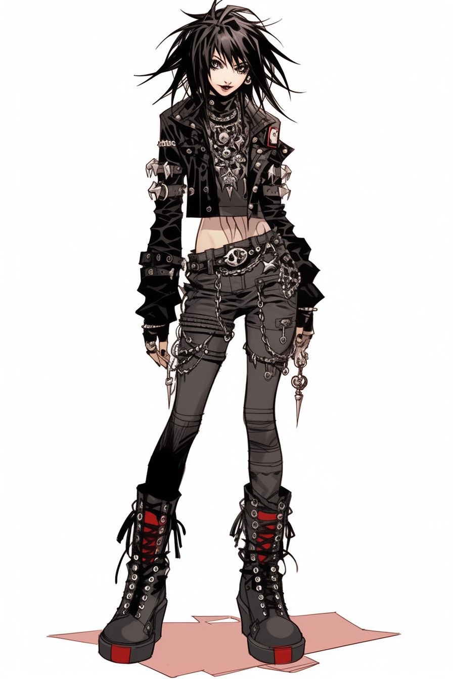 Illustration of gothic punk woman in Death Note manga