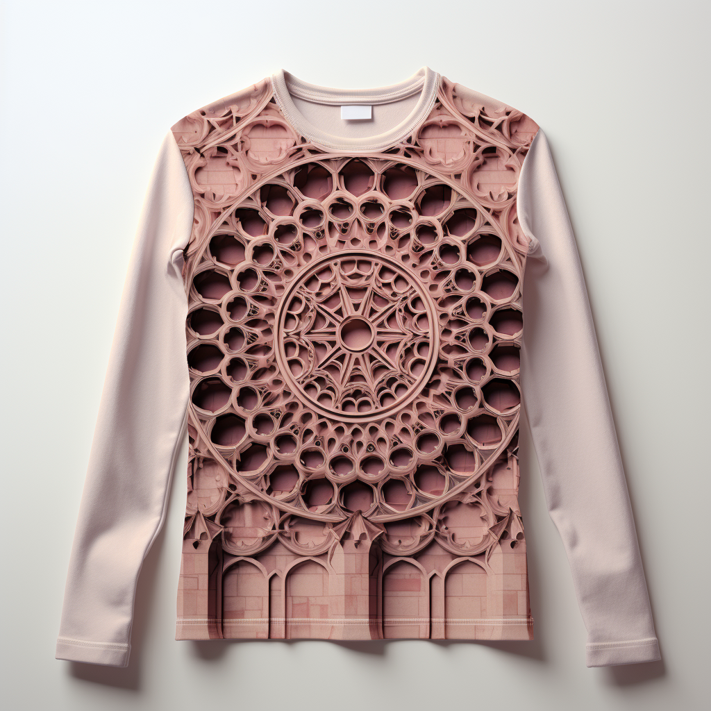 Knitted tshirt with Gothic rose window design