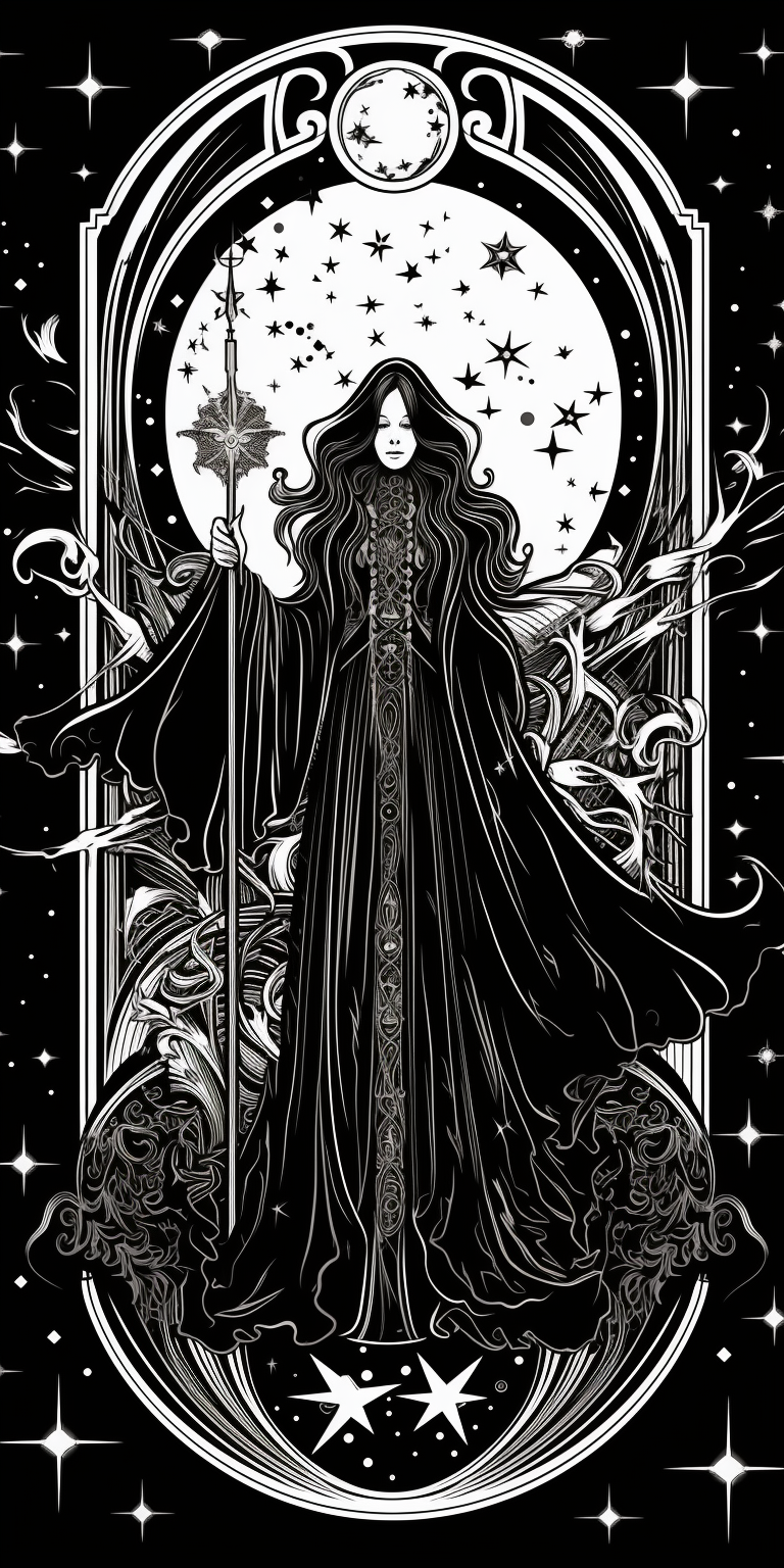 Gothic Tarot Wheel of Fortune Illustration